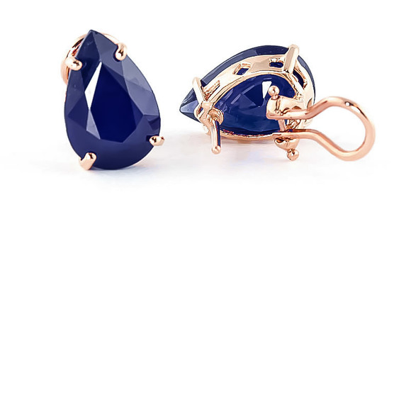 14K. GOLD FRENCH CLIPS EARRING WITH NATURAL SAPPHIRES (Rose Gold) - Picture 3 of 3